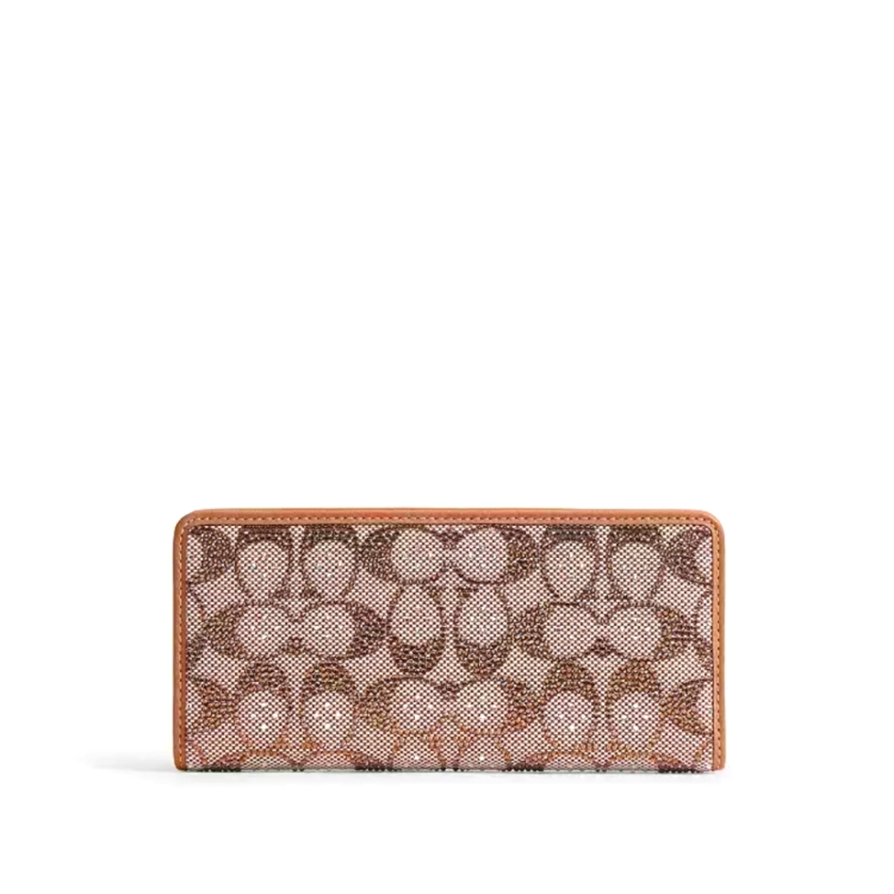 COACH Crystal Signature Jacquard Essential Slim Wallet Burnished Amber